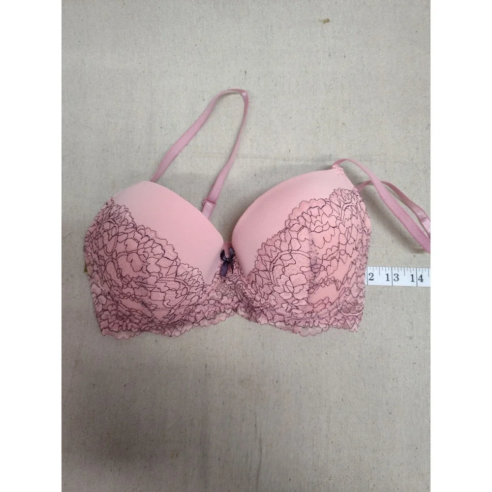 Pink Floral Lace Padded Underwire Push‎ Up Bra 34C BP5591